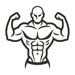 Strong GYM Logo Design Silhouette Vector Line Art illustration