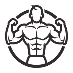Obraz premium Strong GYM Logo Design Silhouette Vector Line Art illustration