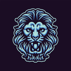 lion head mascot logo vector illustration with color