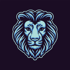 lion head mascot logo vector illustration with color