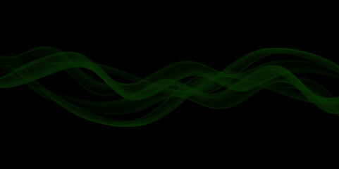 Abstract smoke waves on a black background. abstract green smoke flowing side, isolated on black background. green smoke on black background.