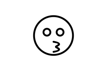 Kissing face emoji in line art. Emoticon vector icon.