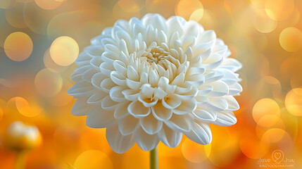 White Flower with Orange Bokeh Background Illustration