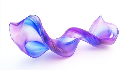 Fototapeta premium Blue and purple wavy glass tubes form an S-shaped spiral rising from left to right on a white background, featuring a subtle gradient and fluid shapes.