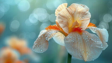 Iris Flower with Dew Drops - Macro Photography