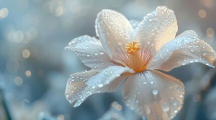 White Flower with Water Drops Illustration