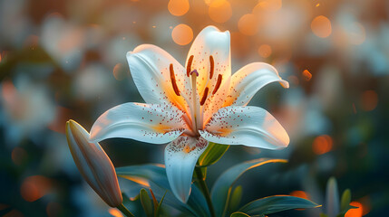 White Lily in Golden Light - Floral Macro Photography