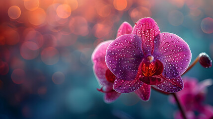 Orchid Flower with Dew Drops - Macro Photography