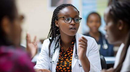 A Young Female Doctor in a White Coat Discussing with a Patient