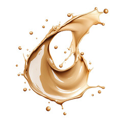 Creamy thick vanilla coffee swirl splash with little bubbles, Isolated on white background.