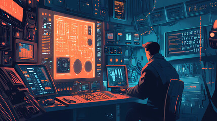 Fototapeta premium Modern technology it solutions illustration. Digital Illustration. Illustration