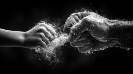 A child's hand and an adult's hand fist bumping, symbolizing unity.