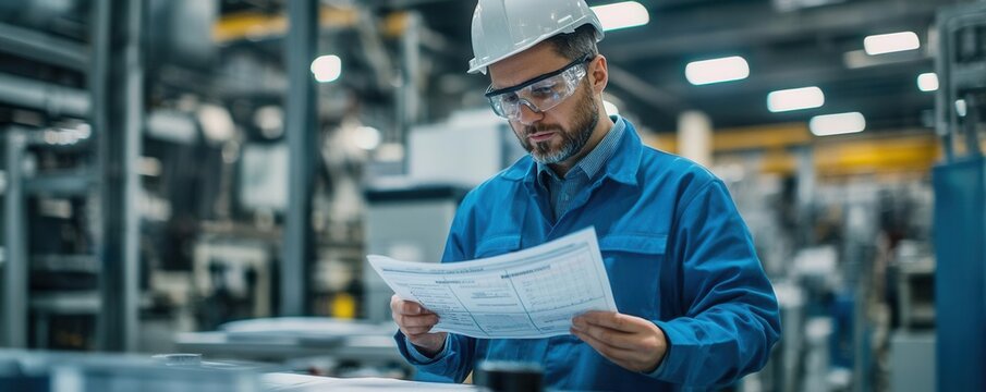 Engineer reviewing a control chart with upper and lower control limits, discussing process improvements in a factory