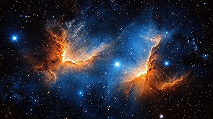 Fototapeta premium Stars and nebulae are depicted in outer space, forming constellations and galaxies against a cosmic backdrop.