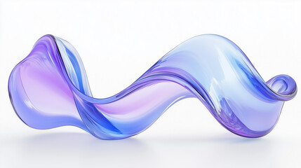 3D render of a blue and purple abstract glass wave shape on a white background, styled in Blender for use in a Cinema 4D animation.