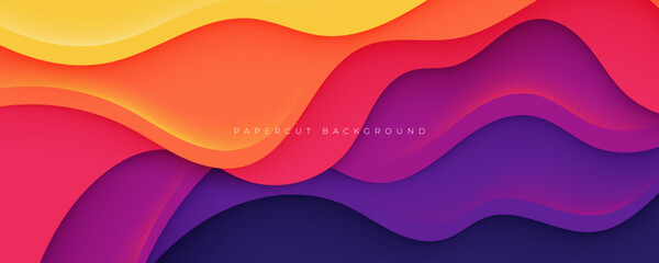 Colorful papercut background dynamic decorative design vector