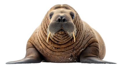 Chubby Walrus Resting on Invisible Icy Surface