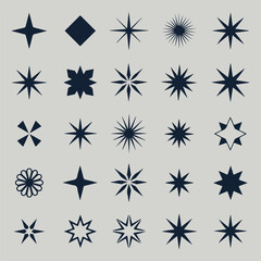 A collection of hand-drawn sparkling stars