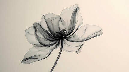 Fototapeta premium Pencil Sketch of a Delicate and ethereal flower illustration featuring soft, flowing lines art against a neutral background.