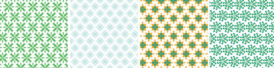 Abstract vector pattern with leaf and abstract motifs