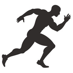 Muscular sprinter runner start running black silhouette vector illustration