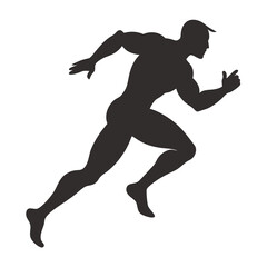Obraz premium Muscular sprinter runner start running black silhouette vector illustration