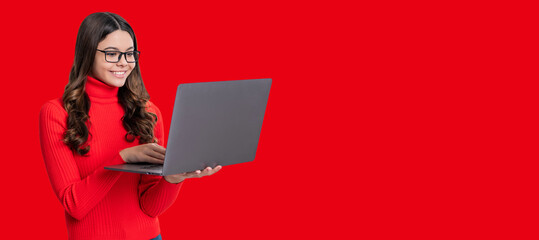 Online education. Back to school. Knowledge and online education. Video lesson on laptop. Copy...