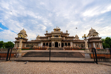  the Albert Hall Museum in Jaipur, India. Its intricate facade, adorned with domes, arches, and...