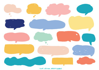 Obraz premium Cute vector speech bubble colorful set,Hand drawn set of speech bubbles with handwritten for book ,card, business, poster design. Vector illustration design for fashion fabrics,cute doodle