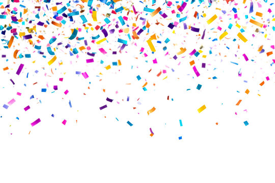 colorful confetti isolated on white background. celebration greeting card