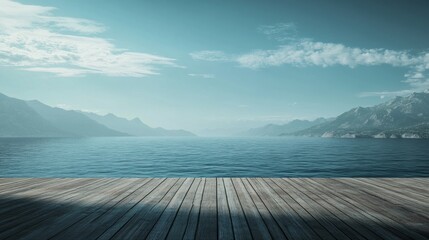 Standing on a wooden deck, the ocean stretches infinitely ahead