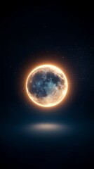Fototapeta premium A glowing moon illuminates the night sky, creating a surreal and dreamlike atmosphere perfect for cosmic themes.