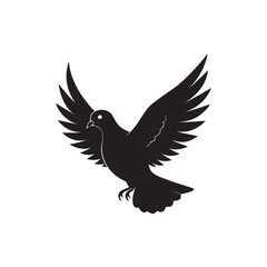 Black silhouette of pigeon