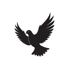 Black silhouette of pigeon