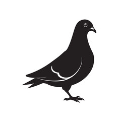 Black silhouette of pigeon