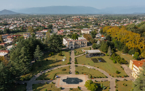 Aerial view of Dadiani Palace Park in Zugdidi