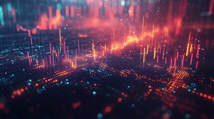 Fototapeta premium Abstract digital background with vibrant data streams and light effects, conveying a sense of modern technology and innovation.