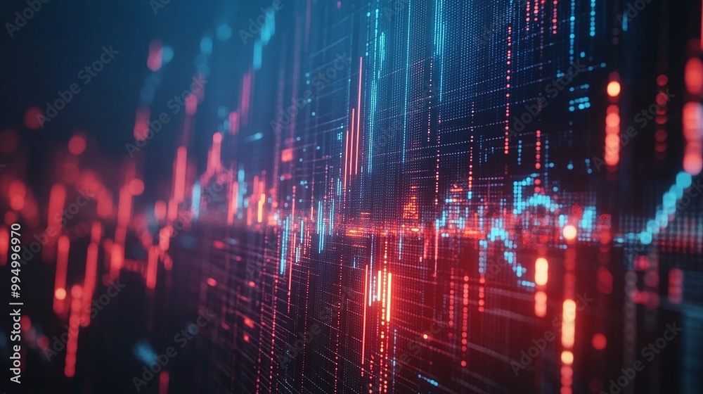 Poster abstract digital background with vibrant lines and glowing particles representing data flow and comm