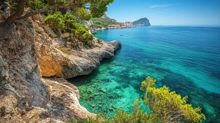 Benissa coast in Alicante, Spain in summer