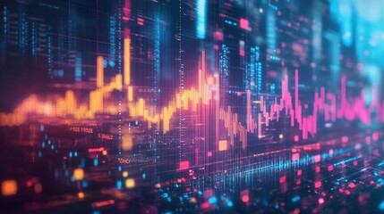 Abstract digital data visualization showing colorful graphs and statistics on a modern interface.