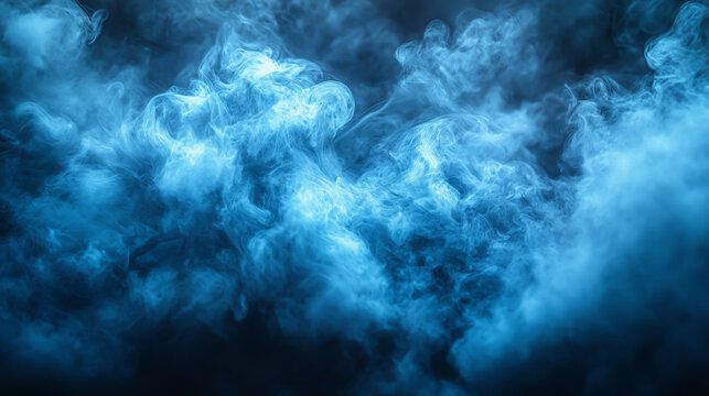 Abstract blue smoke swirling against a black background.