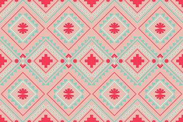 Geometric ethnic oriental ikat seamless pattern traditional background. vector design for fashion, ikat fabric, carpet,wallpaper,clothing,wrapping,Batik,fabric,Vector illustration.embroidery style.