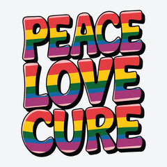 Peace Love Cure T-Shirt Design. Breast Cancer Design