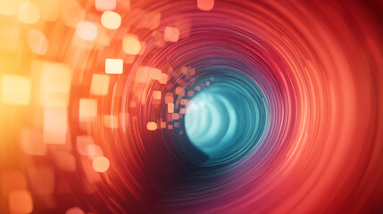 Obraz premium A mesmerizing neon tunnel filled with flowing magma patterns, glowing with vibrant, luminous light. The deep reds and fiery oranges of the magma contrast with electric blues and neon greens, creating