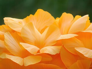 Obraz premium Close-up of marigold petals in a breeze, blurred outdoor background, capturing natural motion, marigold petal, dynamic tranquility