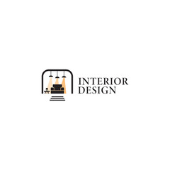 Fototapeta premium furniture interior home logo design with lamp light minimalist line art style