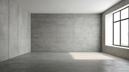Obraz premium Empty room with a gray concrete wall, perfect for modern minimalist presentations.