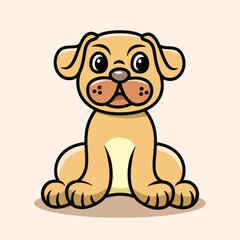 cute pug dog sitdown cartoon illustration vector