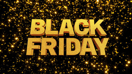 BLACK FRIDAY 3D Gold Text Confetti