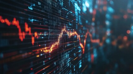 Colorful data visualization with abstract lines and graphs on a digital background